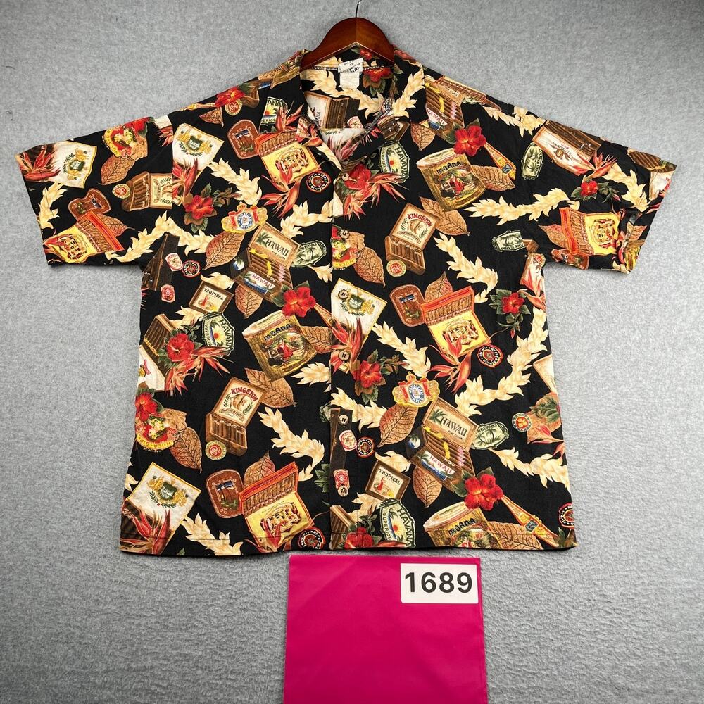 Leisure Hawaii Print Tropical Print Shirt Pocket Button Up Short Sleeve Mens XL